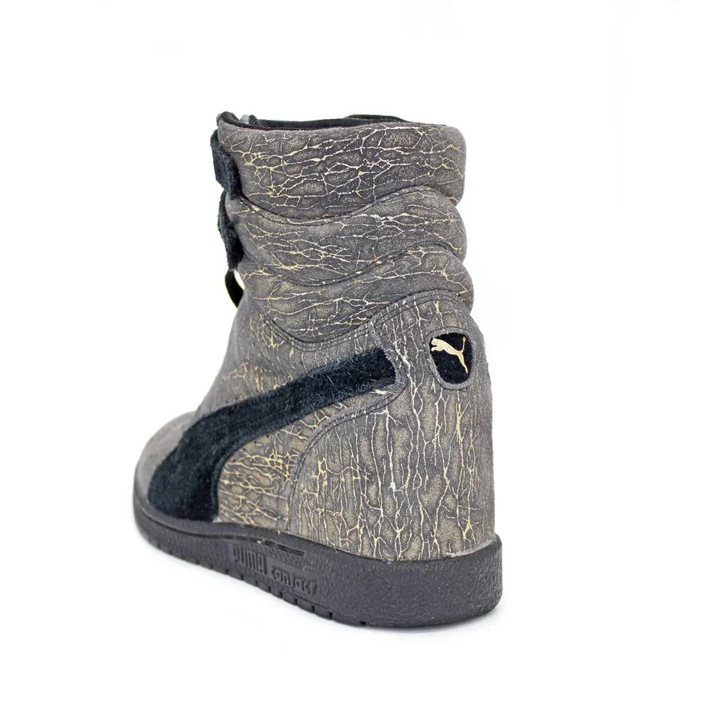 Puma Sky Wedge Gray/Gold Thread Iridescent Womens High Top Sneakers: Size 9.5 - Picture 3 of 9